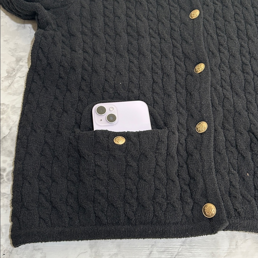 J. CREW Black Button-Up Cardigan Sz LG New - Picture 4 of 9